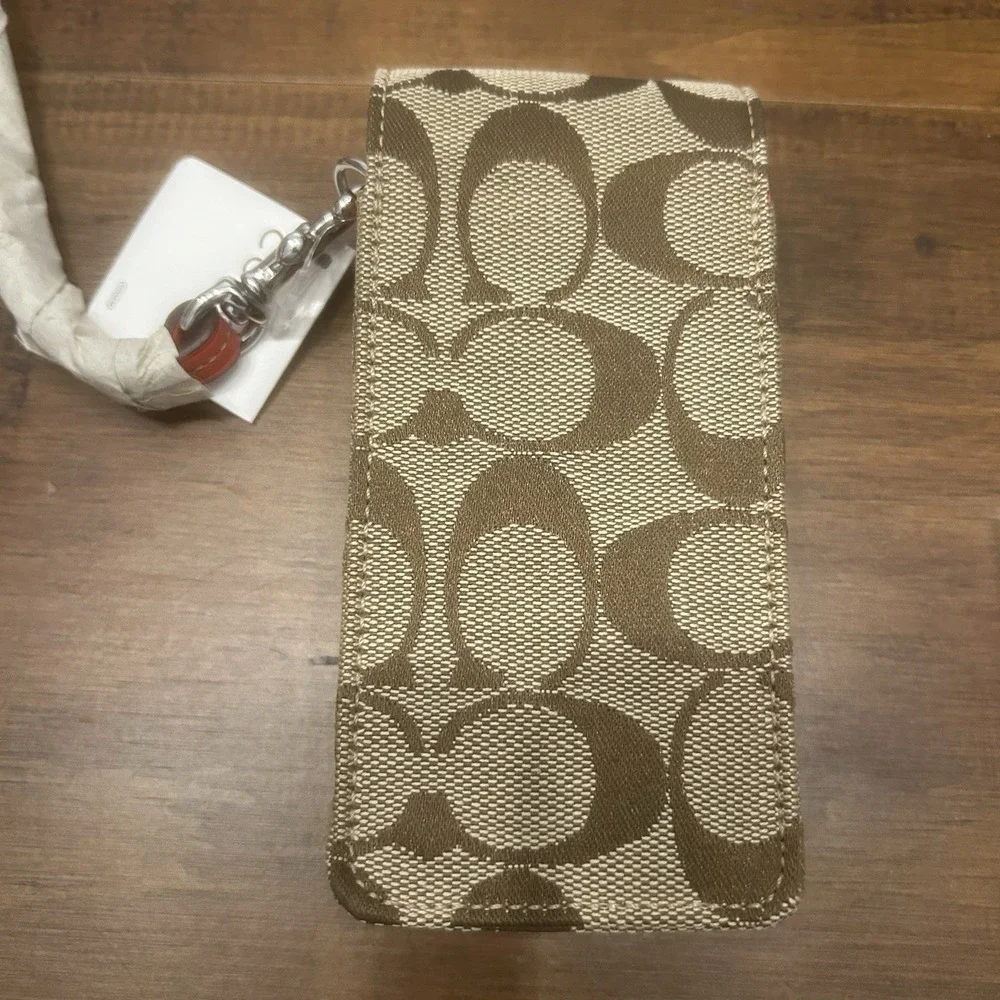 COACH Treo Case Khaki/Vermillion LOGO C Fabric Cell Phone Strap Vintage‎ Y2K NEW